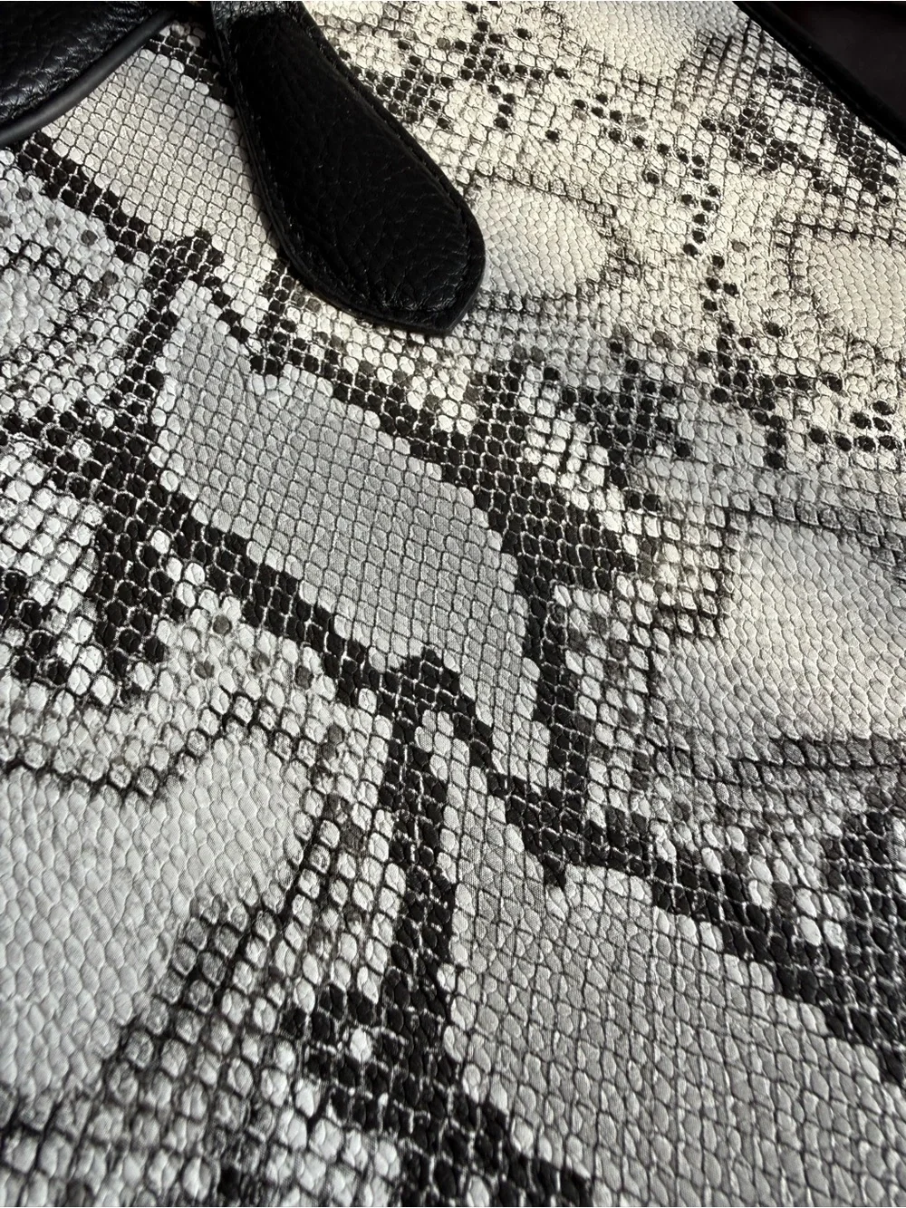 Black & White Snake-Print Tote Bag